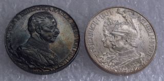 1901 - A Germany Prussia Bicentenial 1913 - A Silver 1/2 Thaler - 2 Mark Unc Km 525 photo