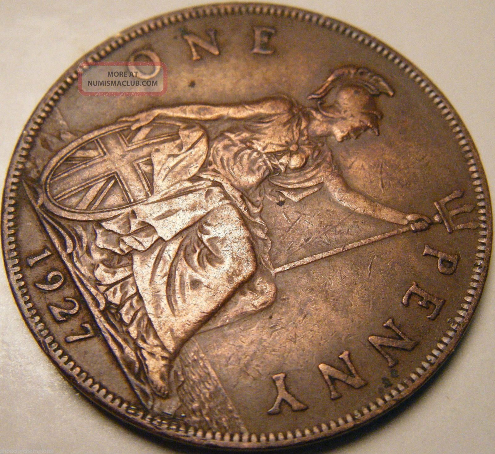 1927 Great Britain Penny Xf Km 826 Bronze Usa V