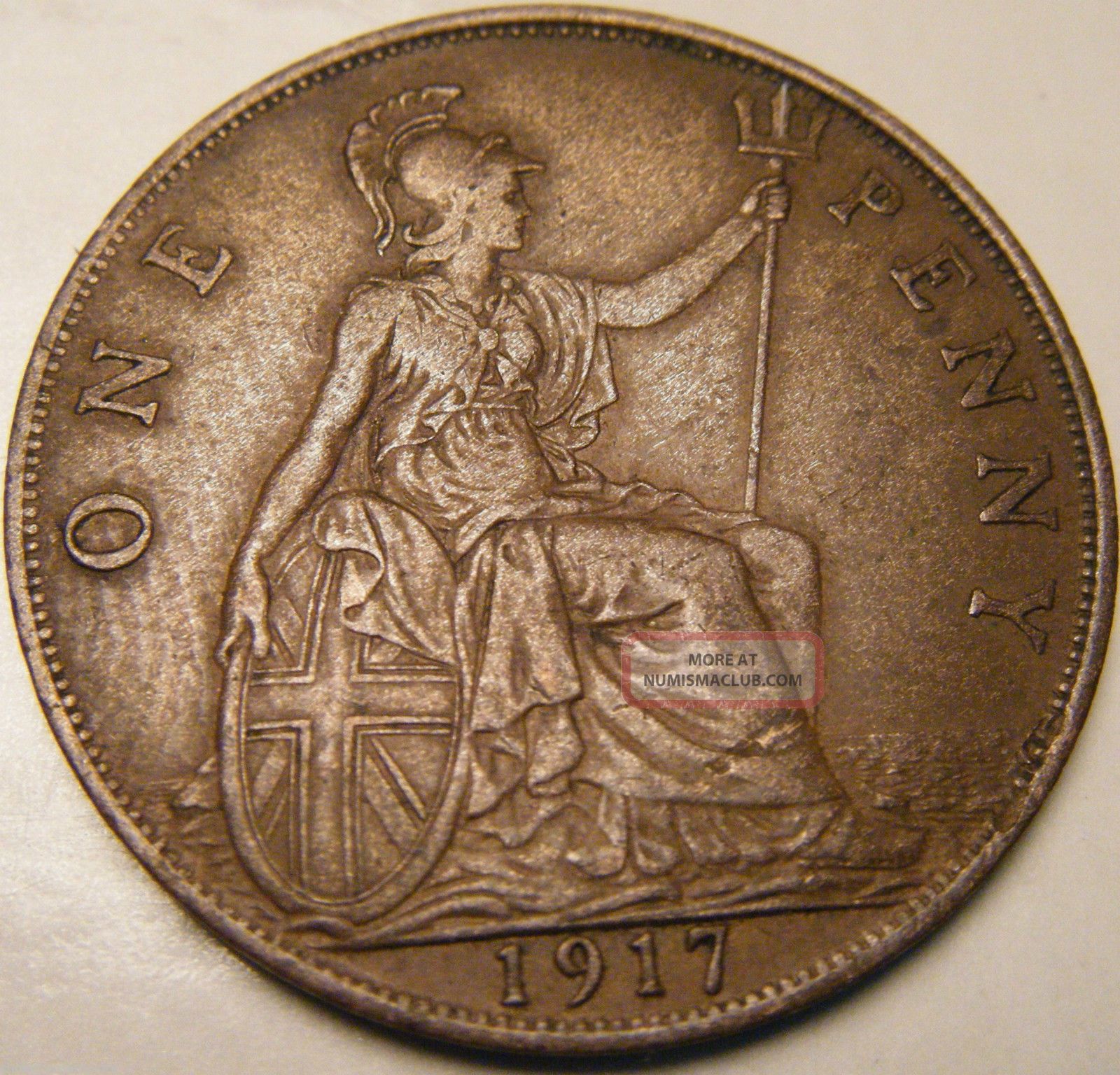 1917 Great Britain Penny Xf Km 810 Bronze Usa V 1917 Great Britain Penny Xf Km 810 Bronze Usa V