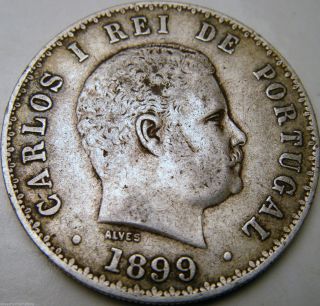 1899 Portugal 500 Reis - Au - Km 535.  917 Silver - Usa - Carlos I photo