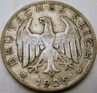 1925d Germany Mark - Extremely Fine - Km 44 -.  500 Silver - Usa Ship - Weimar photo