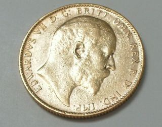1905 King Edward Vii,  Great Britain,  Full Gold Sovereign,  (lustre) photo