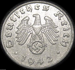 German Third Reich - 1942e Reichspfennig - Real World War Ii Coin photo