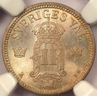 1907 Sweden 25 Ore - Ngc Ms65 - Rare Bu Coin photo