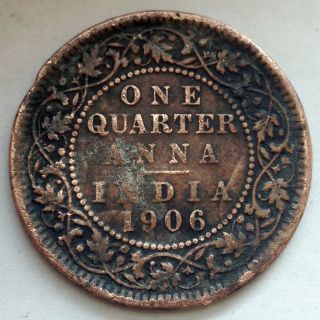 L27 Uk British India 1/4 (one Quarter) Anna,  1906 King - Edward Vii photo
