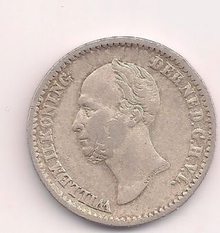 Netherlands 10 Cents 1849 Willem Ii Silver Dot After Date Better Very Fine. . . photo
