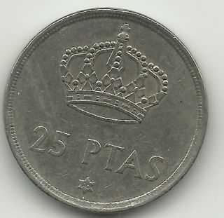 25 Pesetas - Spain - Km 808 - 1975 80 - Copper - Nickel - Circulated - See Photos photo