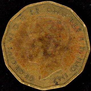 Great Britain 1943 British Uk England Three (3) Pence Coin King George Vi Vintag photo
