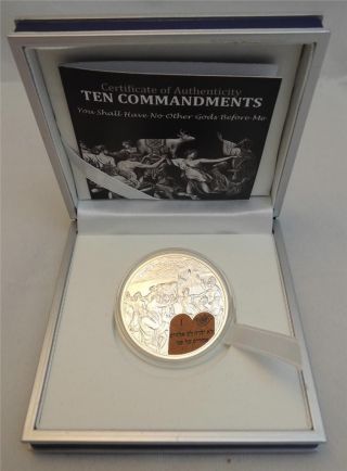 Palau 2011 2$ Ten Commandments Coloured Proof Silver Coin +coa+box photo