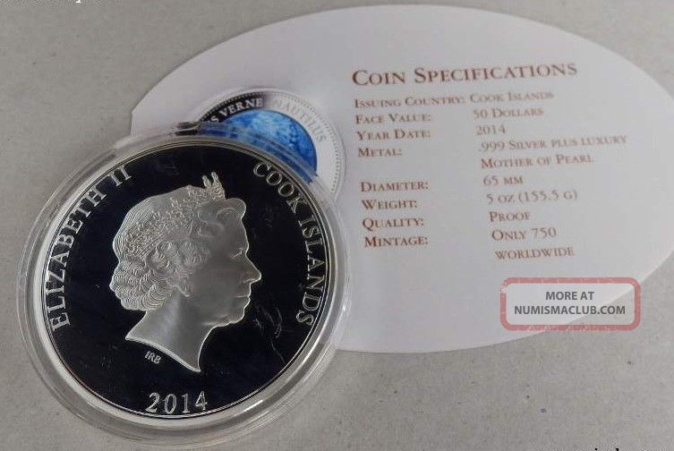 Cook 2014 Nautilus Perlmutt 50 Dollars 5oz Silver Coin,  Proof Australia & Oceania photo