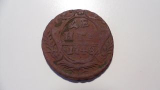 1748 Denga (1/2 Kopek) Russian Empire Coin Elizaveta Petrovna photo