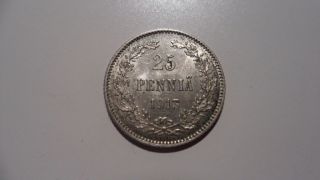 25 Pennia 1913 (s) Finland Under Russia Silver Coin photo