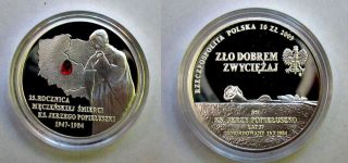 Ag Silver Polish 2009 Coin Priest Popieluszko Zircon Heart photo