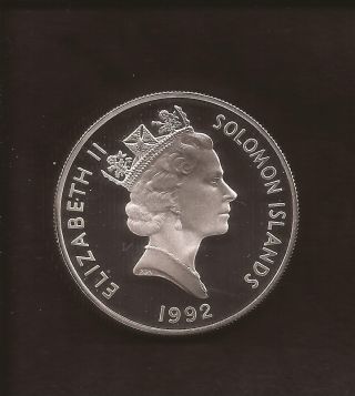 1992 Silver Cameo Proof Solomon Islands $10 Coin Queen Elizabeth ' S Coronation photo