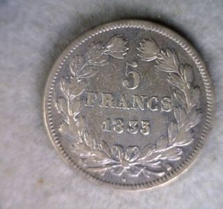 France 5 Francs 1835 B Very Fine Silver French Coin photo