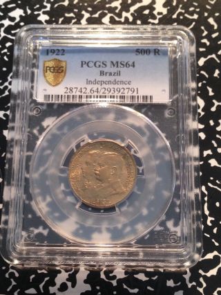 1922 Brazil 500 Reis Independence Pcgs Ms64 G118 Coin photo