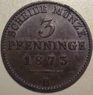 1873 B German States Prussia 3 Pfennig photo
