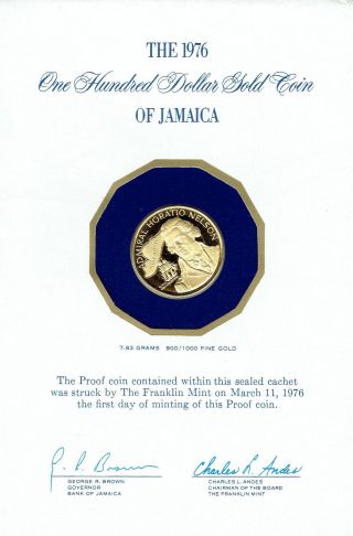 Jamaica $100 Proof 7.  83g.  2265 Oz.  900 Bug Out Gold Survival Coin Token Medal photo
