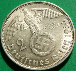 Silver Nazi Coin 2 Rm 1939 D Ww Ii Cool Coin photo