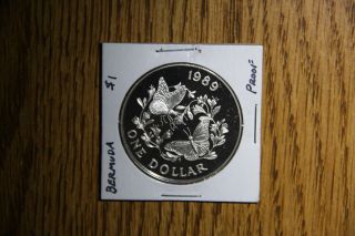 1989 Bermuda Proof Silver Dollar,  Monarch Butterfly Conservation (5000 Minted) photo