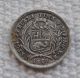 1860 South Peru 1/2 Real,  Medio Yb Silver Coin Transit Coinage Dinero Km 180 South America photo 1