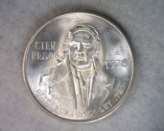 Mexico 100 Pesos 1978 Bu Silver photo