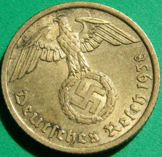 Great Brass Nazi Coin 10 Rp 1938 A, photo