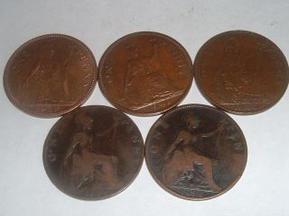 British Pennies Queen Victoria/edward V11/george V/george V1/ Eliz 11 photo
