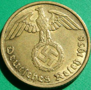 Great Brass Nazi Coin 10 Rp 1938 F, photo
