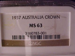 Australia One Crown 1937 Ngc Ms 63 photo
