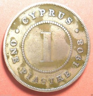 Easter Offer Cyprus 1 Piastre1908 Bronze Coin,  Vf+,  Lustrous,  Zypern,  Chypre,  Greece photo
