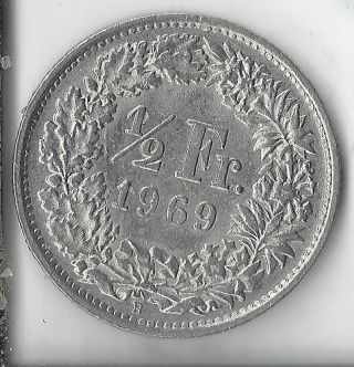1969 - B 1/2 Francs.  Circulated,  Au, . . photo