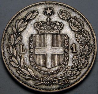 Italy 1 Lira 1887 M - Silver - Umberto I. photo