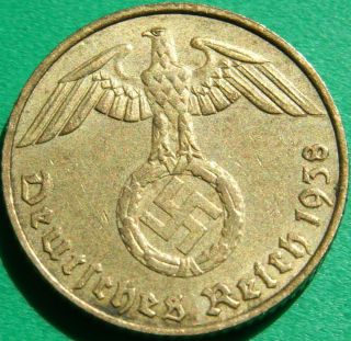 Great Brass Nazi Coin 5 Rp 1938 J, photo