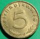 Great Brass Nazi Coin 5 Rp 1937 J, Germany photo 1