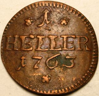 Saxe - Hildburghausen (german) 1 Heller 1763 - Copper - Ernst Friedrich Iii.  Carl photo