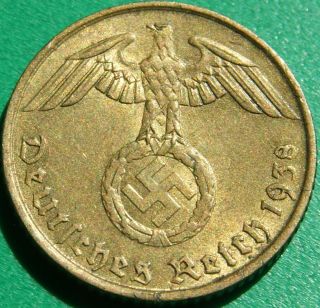 Great Brass Nazi Coin 5 Rp 1938 A, photo