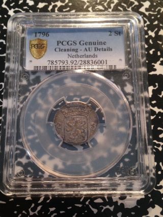 1796 Netherlands 2 Stuivers Silver Pcgs Au Details G133 Mintage Of 2,  110 Scarce photo