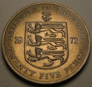 Guernsey 25 Pence 1972 - Copper/nickel - Wedding - Elizabeth Ii.  - Xf/aunc photo