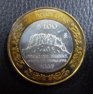 Mexico Bimetallic Silver Coin 100 Pesos Km857 Au - 2007 - Cerro Del Bernal photo