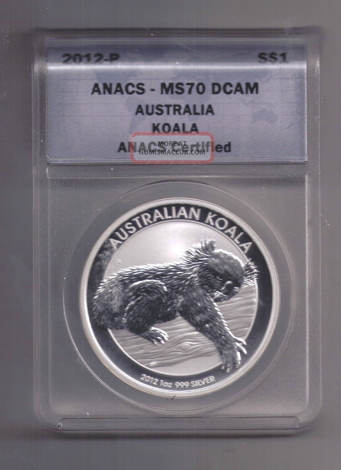 2012 - P Ms70 Dcam Australia Koala Coin Anacs Australia photo