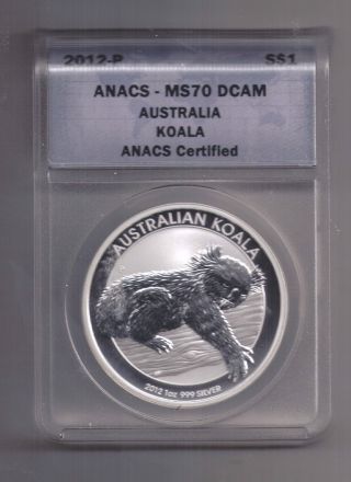 2012 - P Ms70 Dcam Australia Koala Coin Anacs photo