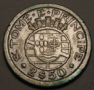 Saint Thomas & Prince (portuguese Colony) 2 - 1/2 Escudos 1951 - Silver photo