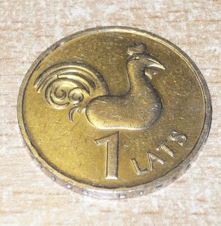 Latvia 1 Lats,  2005,  Rooster,  Circulated (lettland,  Lettonie) photo