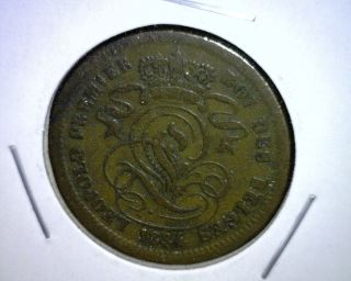 1834 Belgium 2 Centimes Coin,  Vf,  Km 4.  1 photo