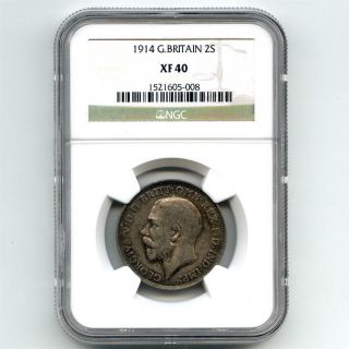 1914 Ngc Xf40 Great Britain 2s Florin Two Shillings Toning photo