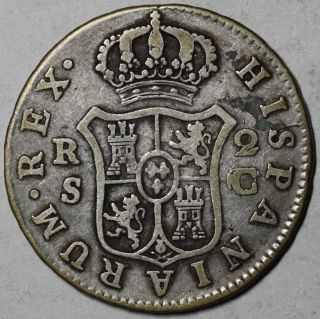 1788 - S Spain Rare C/cf Assayer Mark Silver 2 Reales Charles Iii Seville photo