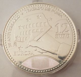 Spain 12 Euro 2007 Silver Coin 50 Years Treaty Of Rome photo