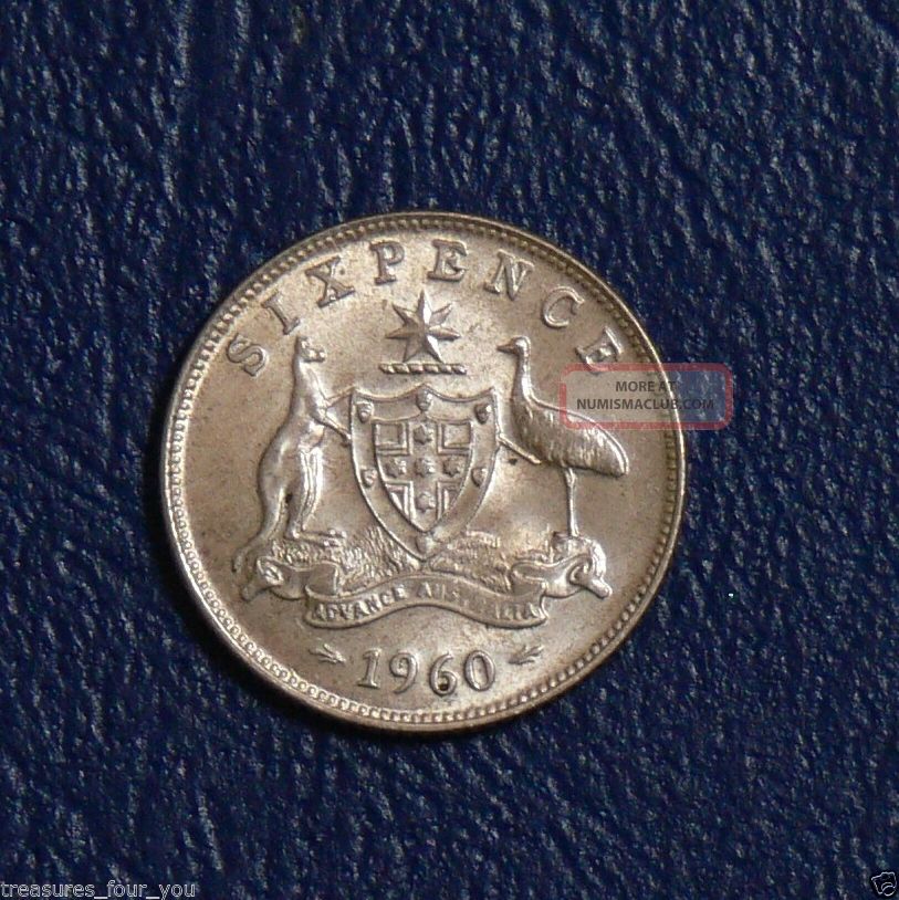 1960 Australia 6d Six Pence Silver World Coin - Elizabeth Ii - Ungraded Australia photo