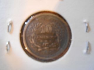 Uruguay 10 Centesimos,  1877 And 1980 1 Peso photo